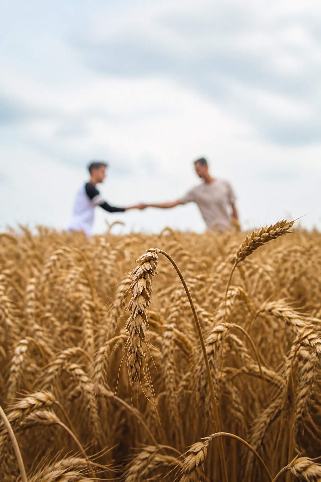 Combine harvesting a field